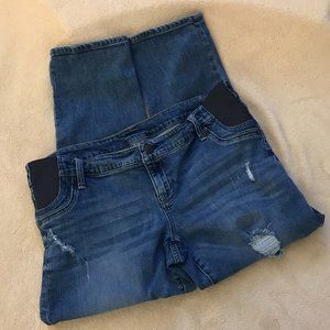 GAP MATERNITY DISTRESSED JEANS Size 12 Short in color Medium Blue